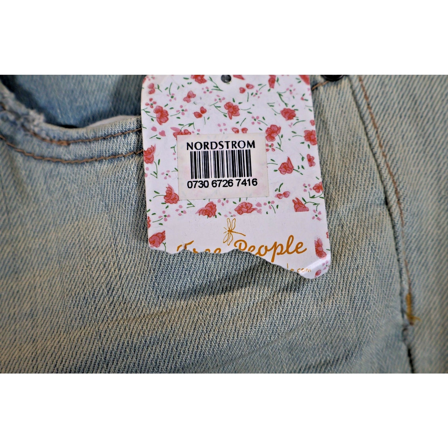 Free People Jeans Womens 30 Light Wash Palm Indig Distressed Denim Straight Leg