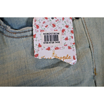 Free People Jeans Womens 30 Light Wash Palm Indig Distressed Denim Straight Leg