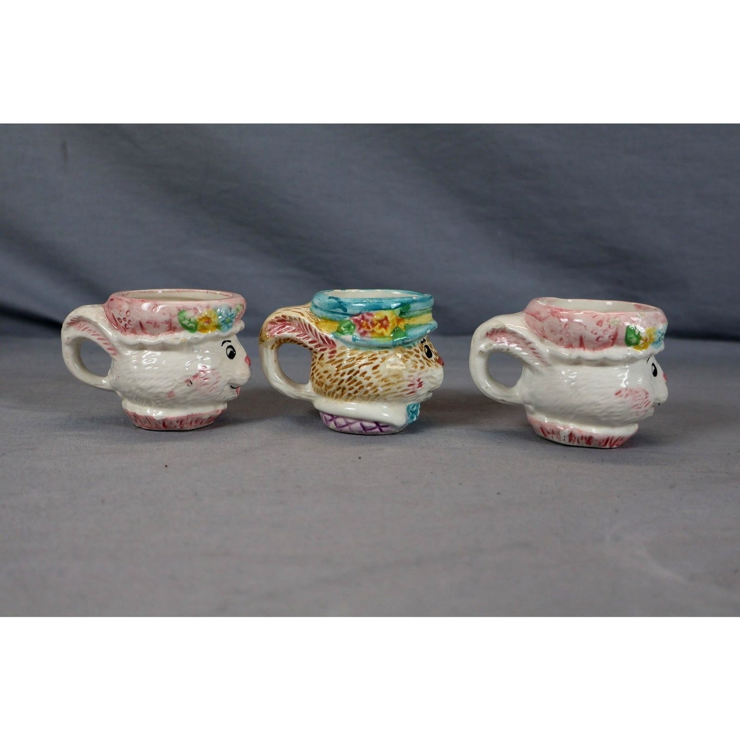 Vintage Fitz & Floyd Bunny Rabbit Tea Set Plates Cups Creamer Sugar Japan Easter