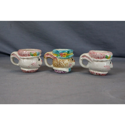 Vintage Fitz & Floyd Bunny Rabbit Tea Set Plates Cups Creamer Sugar Japan Easter
