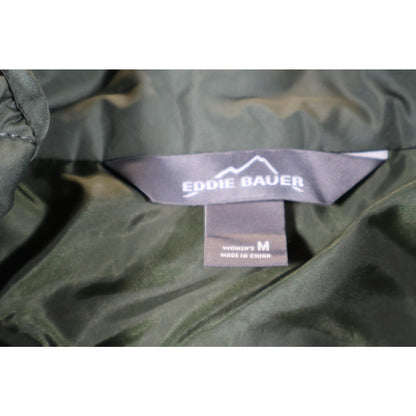Eddie Bauer Jacket Womens Medium Green Quilted Full Zip Lightweight Outdoor Coat