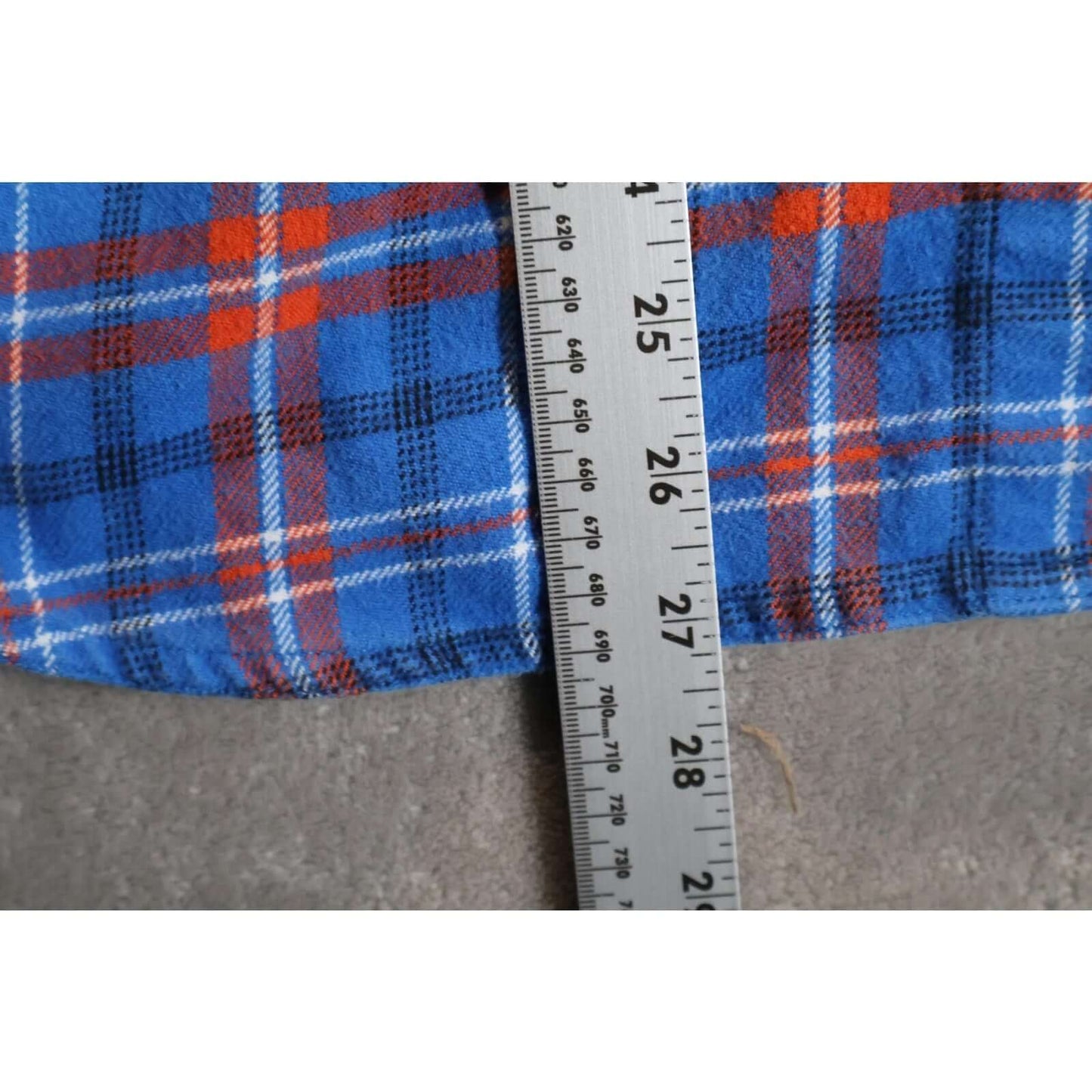 Fox Shirt Mens Medium Blue Orange Plaid Flannel Long Sleeve Western Casual