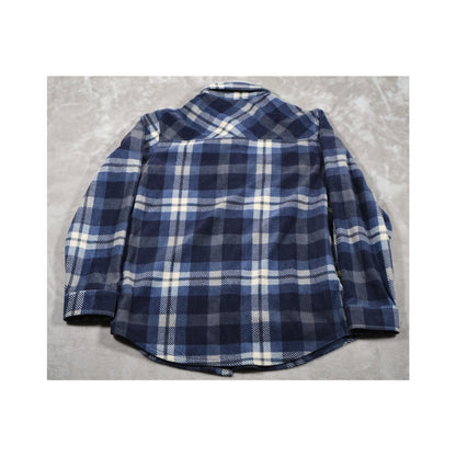 Freedom Foundry Shirt Mens Medium Blue White Plaid Flannel Button Up Fleece Warm