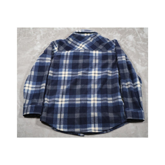 Freedom Foundry Shirt Mens Medium Blue White Plaid Flannel Button Up Fleece Warm