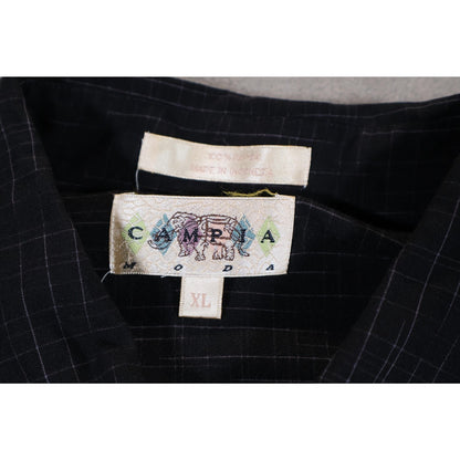 Campia Moda Shirt Mens XL Pineapple Palm Tree Embroidered Hawaiian Tropical