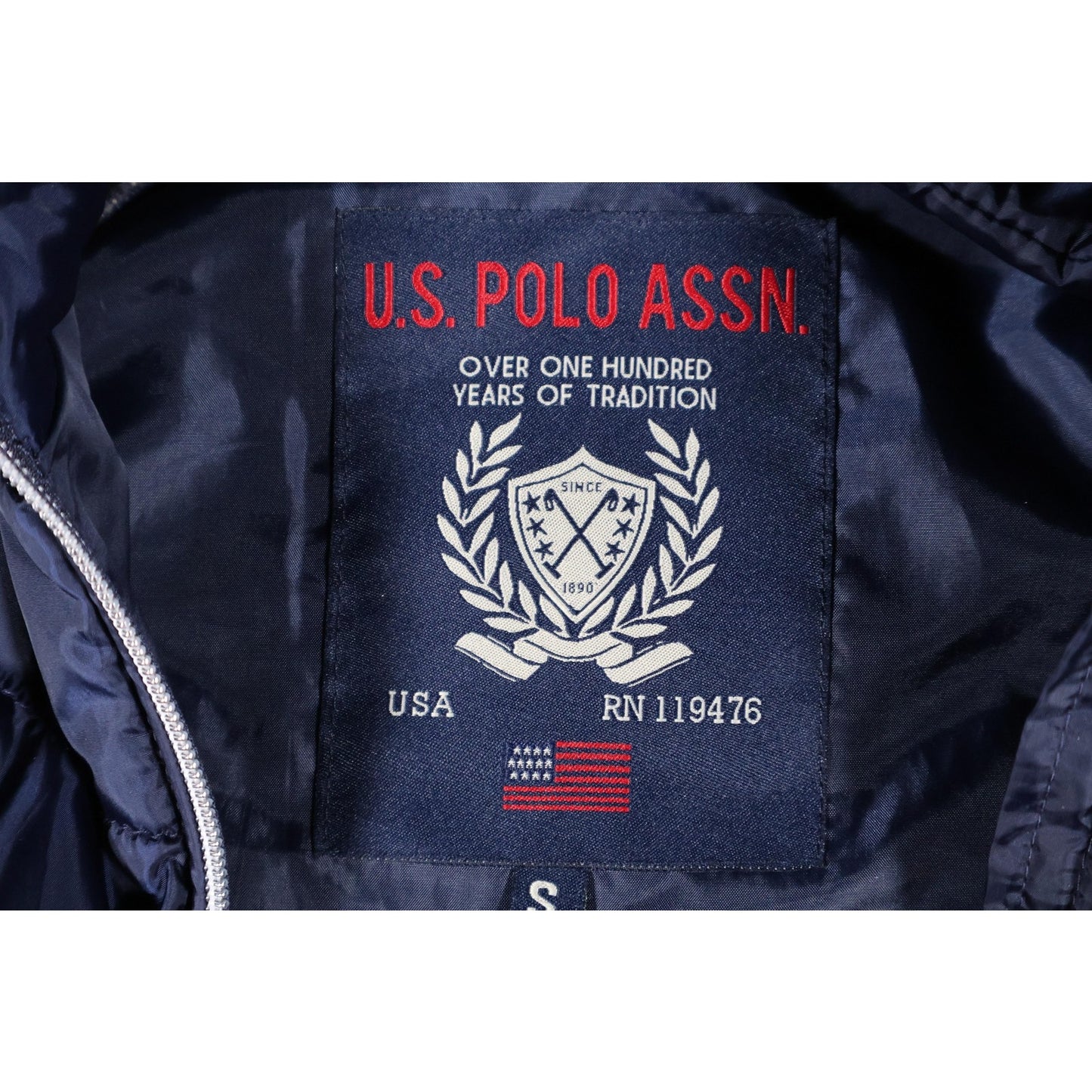 US Polo Assn Jacket Womens Small Blue Gray Hooded Faux Fur Zip Knit Sleeves Warm
