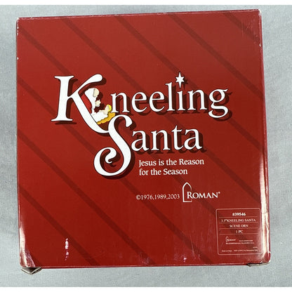Vtg Roman Kneeling Santa Resin 1983 RP Gauer Excellent
