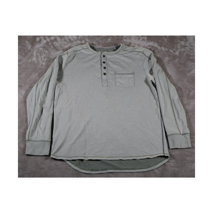 Tommy Bahama Shirt Mens Small Gray IslandZone Long Sleeve Henley Pocket Pullover
