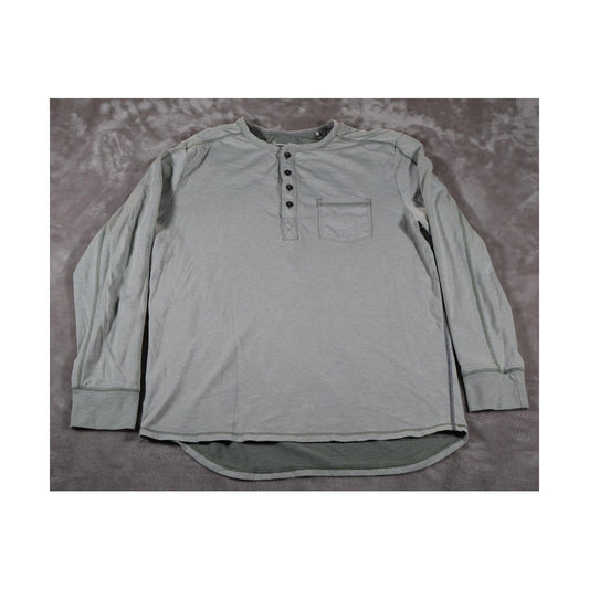 Tommy Bahama Shirt Mens Small Gray IslandZone Long Sleeve Henley Pocket Pullover