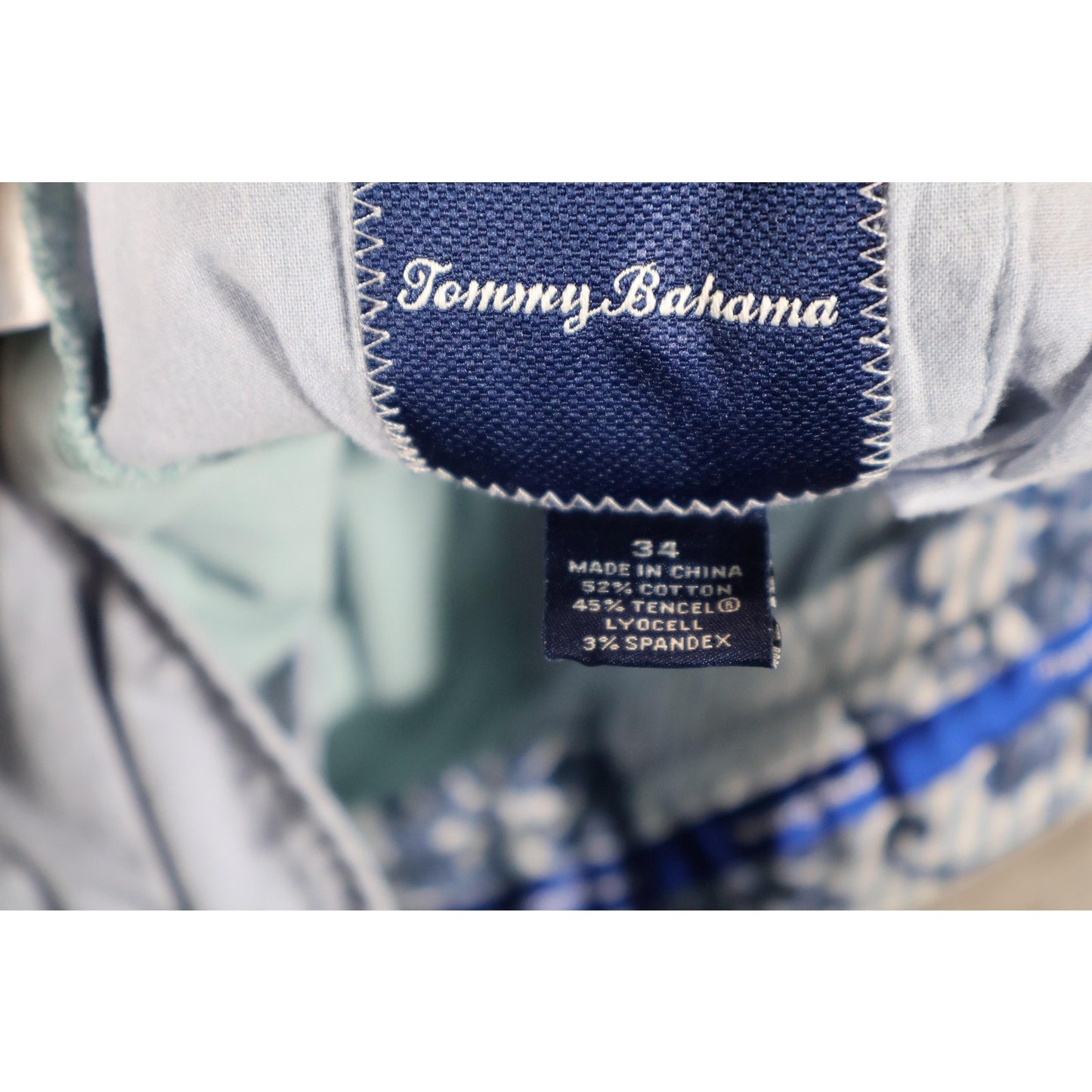 Tommy Bahama Shorts Mens 34 Blue Stretch Cotton Tencel Casual Chino Summer Golf