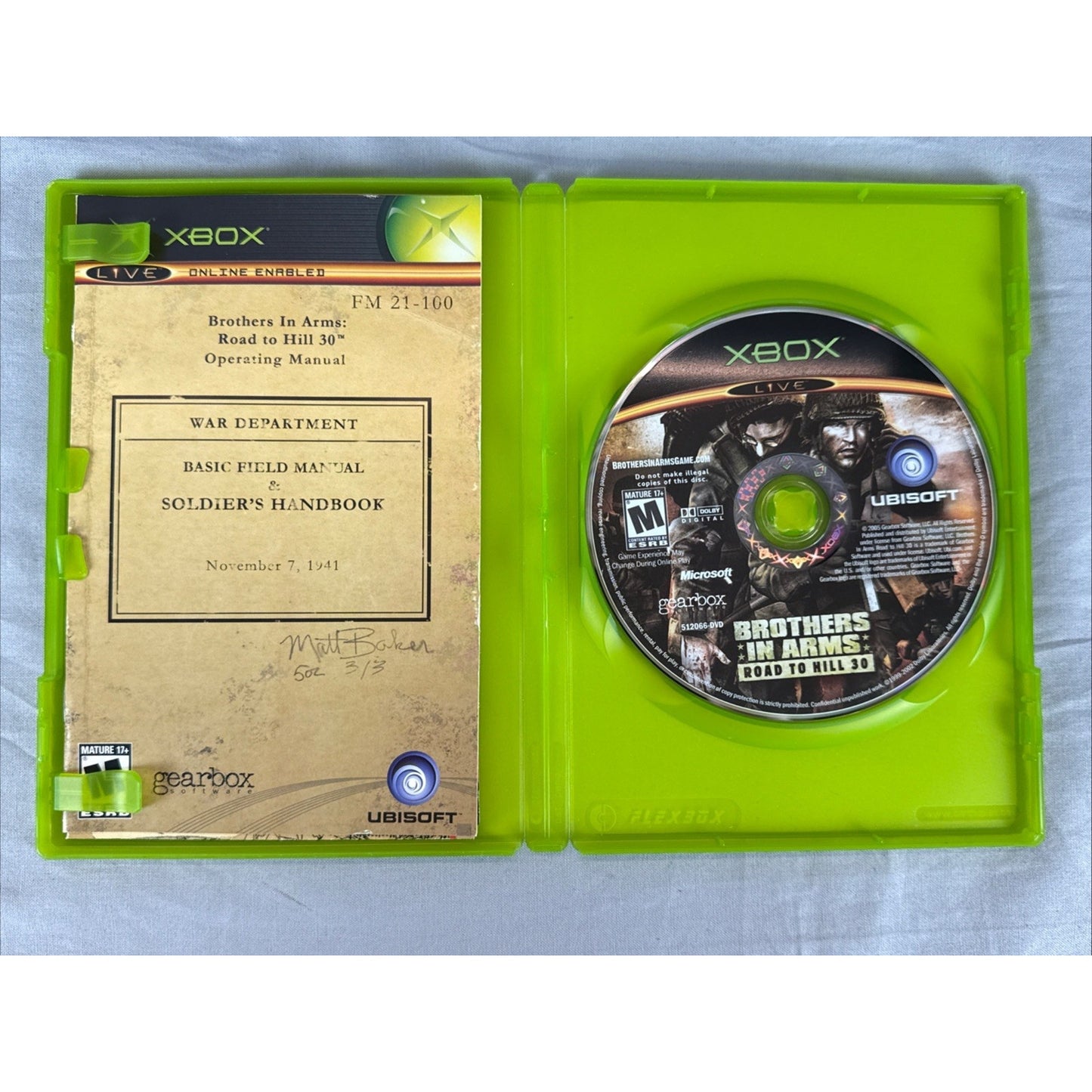 Brothers in Arms: Road to Hill 30 (Microsoft Xbox) Complete w/ Manual & Map