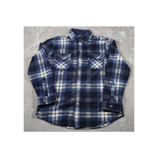Freedom Foundry Shirt Mens Medium Blue White Plaid Flannel Button Up Fleece Warm
