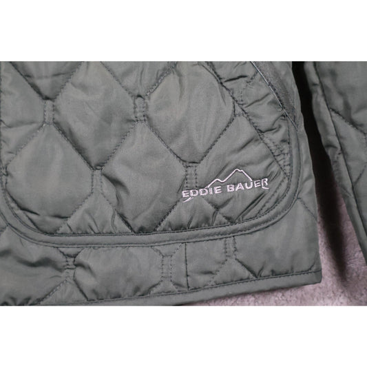 Eddie Bauer Jacket Womens Medium Green Quilted Full Zip Lightweight Outdoor Coat