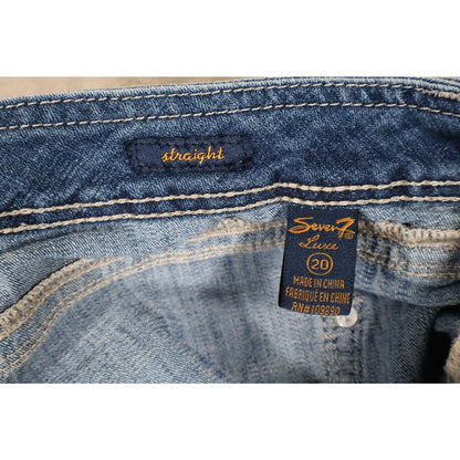 Seven7 Luxe Jeans Womens 20 Blue Straight Leg Denim Stretch Classic Pockets