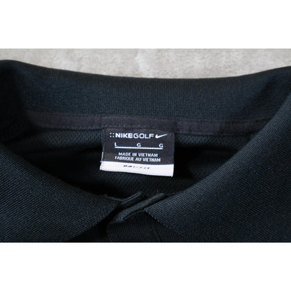 Nike Golf Polo Shirt Mens Large Black Dri-FIT Embroidered Sun Logo Destin 2011