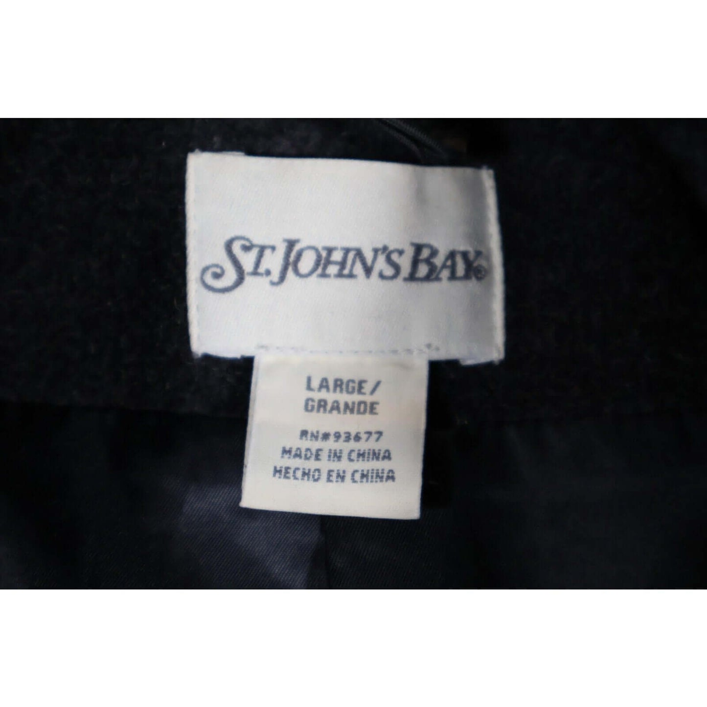 St Johns Bay Peacoat Womens Large Wool Cashmere Blend Double Breasted Jacket