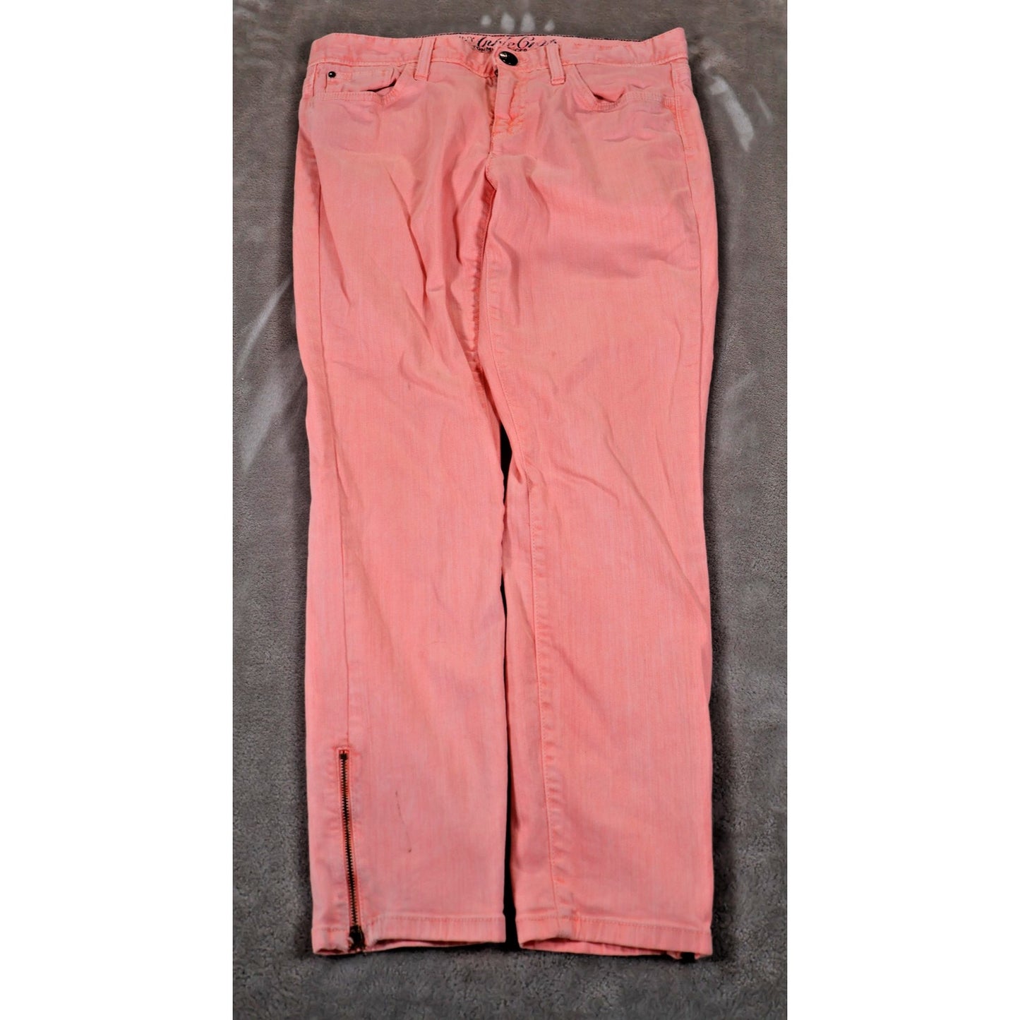 Tommy Hilfiger Skinny Ankle Crop Jeans Womens 6 Pink Zip Hem Stretch Pants Denim