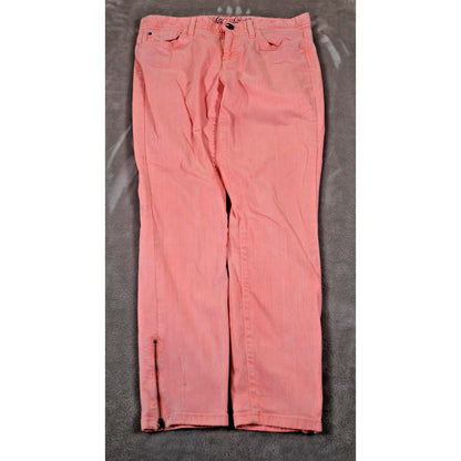 Tommy Hilfiger Skinny Ankle Crop Jeans Womens 6 Pink Zip Hem Stretch Pants Denim