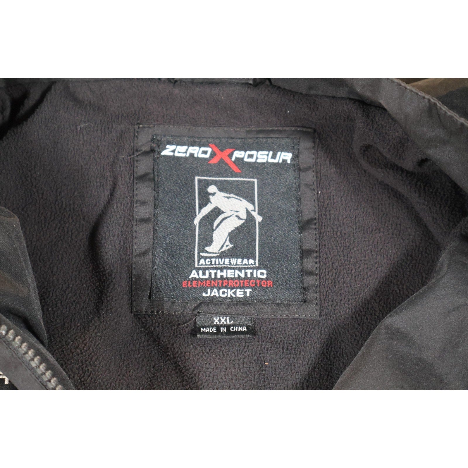 ZeroXposur Jacket Mens 2XL Full Zip Fleece Lined Activewear Element Protector label and interior view.